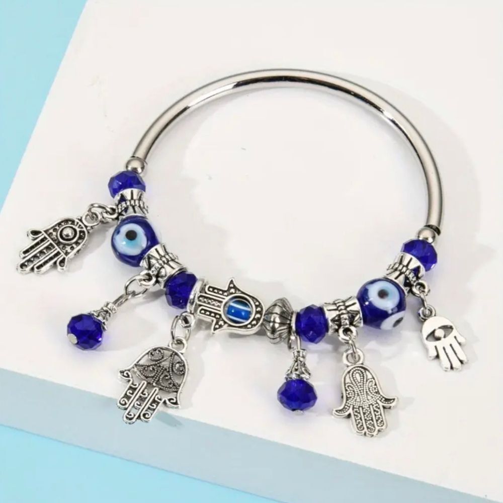 Evil Eye Silver Charm Bracelet